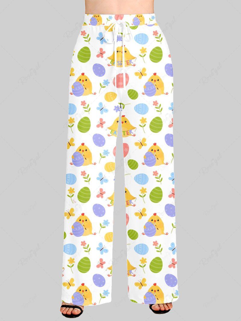 Pyjama et pantalon imprimés œuf de Pâques, poussin, fleur et papillon, tenues assorties pour chien et propriétaire