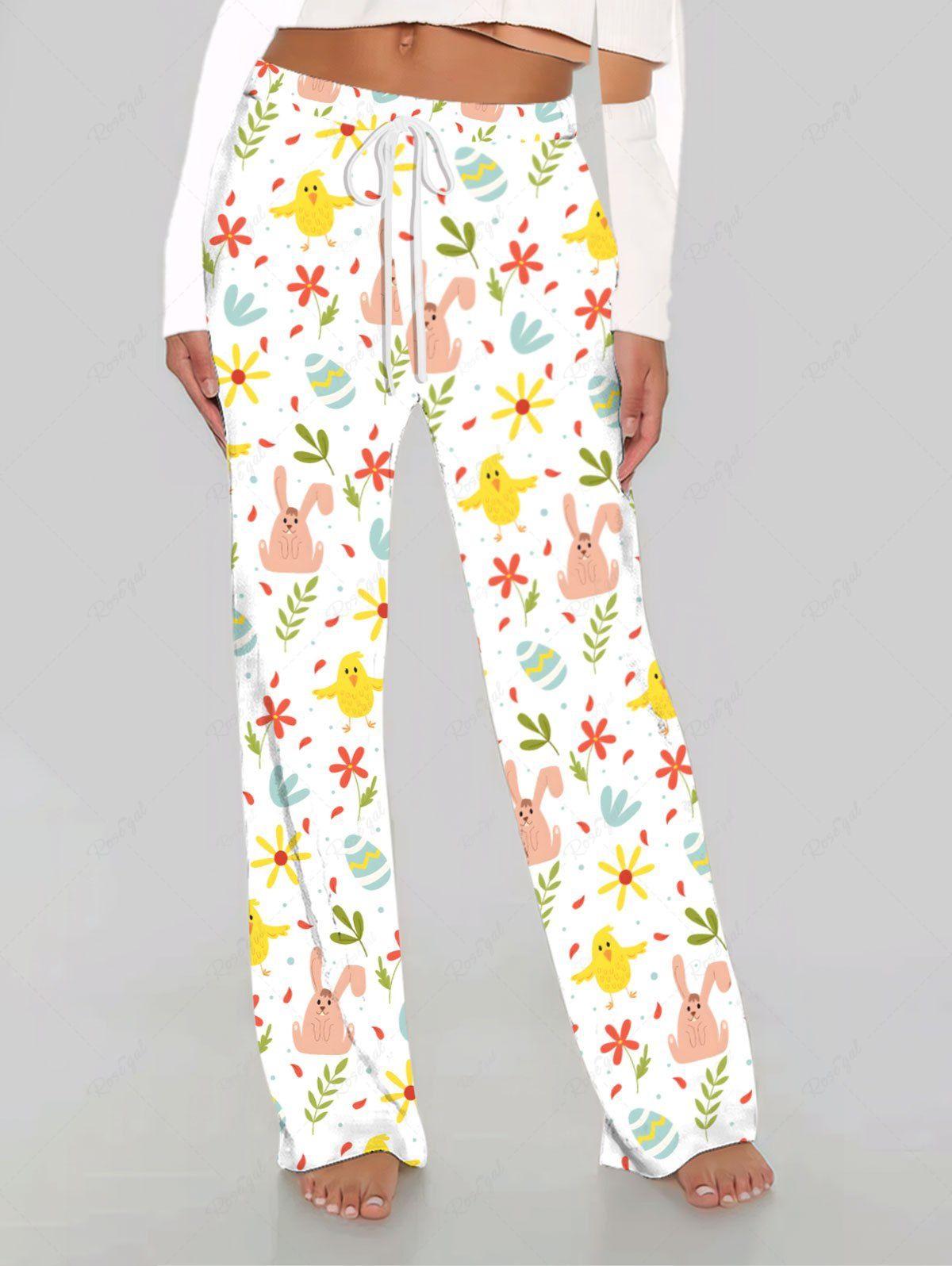 Pyjama et pantalon imprimés œuf de Pâques, poussin, lapin, fleurs, tenues assorties pour chien et propriétaire