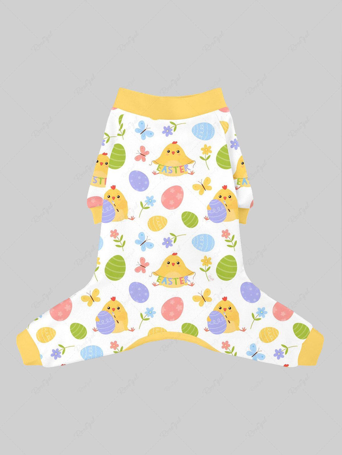 Pyjama imprimé œuf de Pâques, poussin, fleur, papillon pour animaux de compagnie