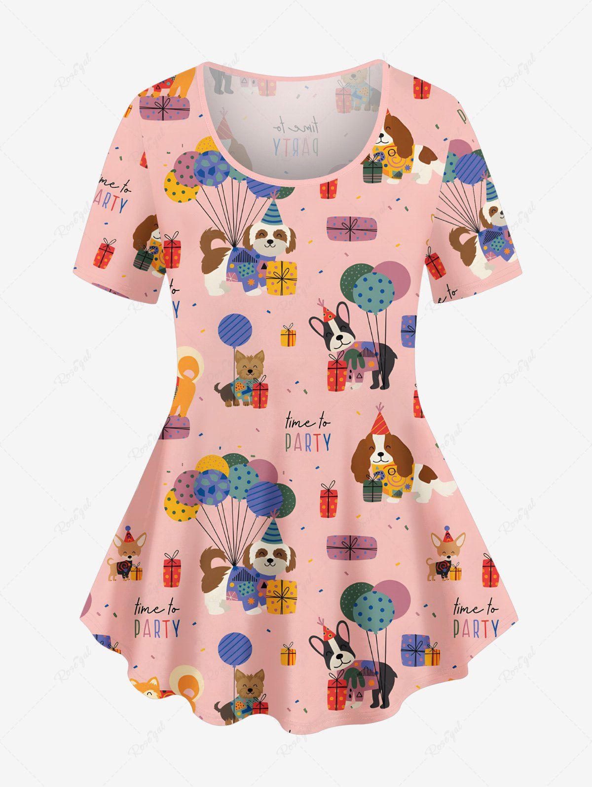 Colorful Cute Puppy Balloons Gift Printed T-shirt Dog And Owner Matching Outfits