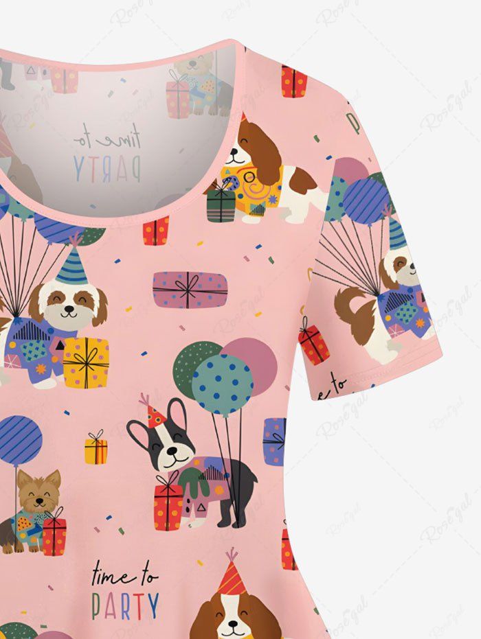 Plus Size Colorful Cute Dog Balloons Gift Printed Women T-shirt