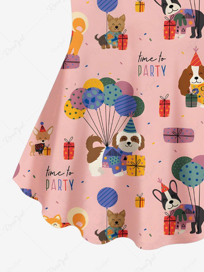 Plus Size Colorful Cute Dog Balloons Gift Printed Women T-shirt