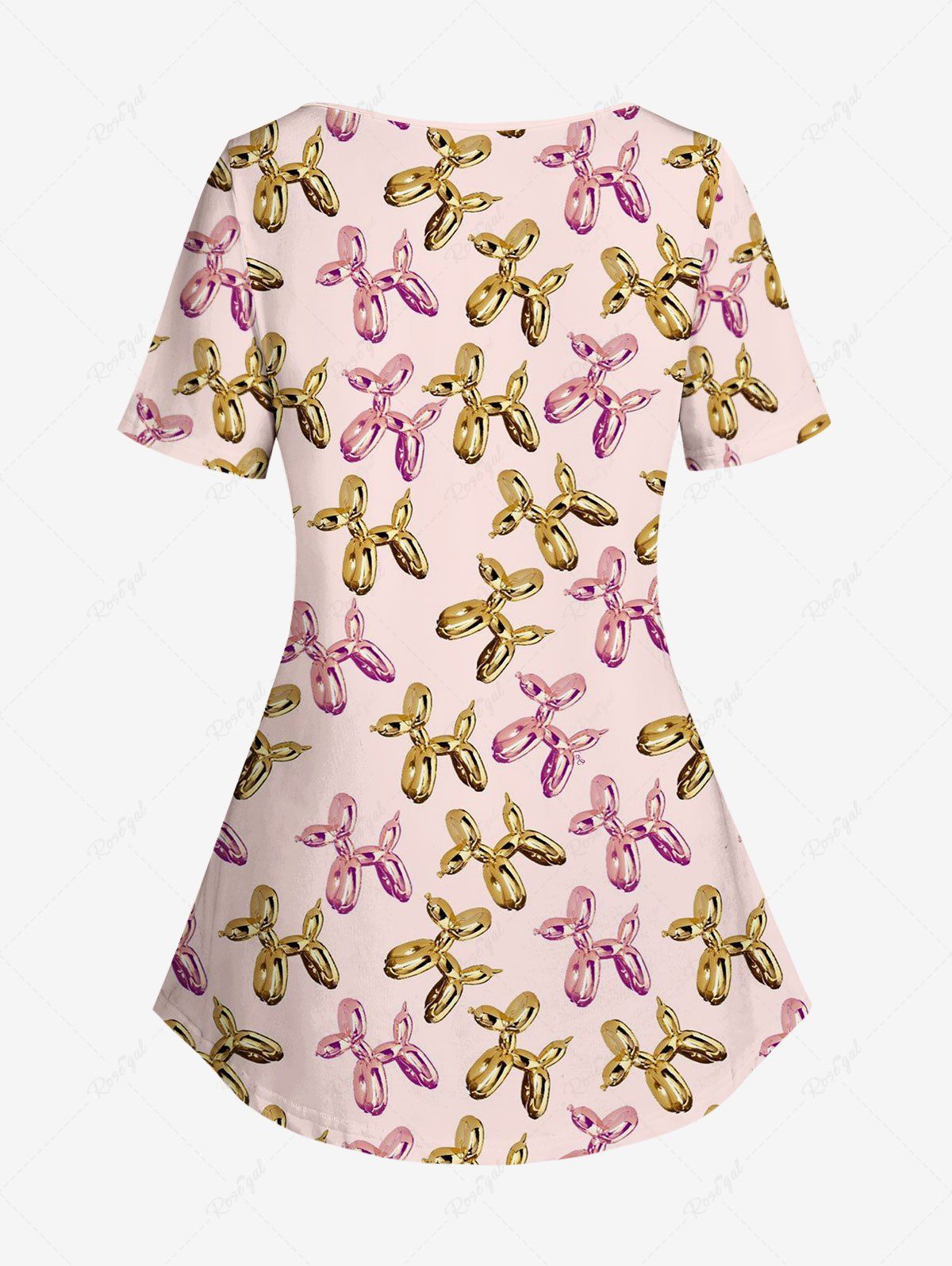 Plus Size Two Tone Balloon Dog Printed Women T-shirt
