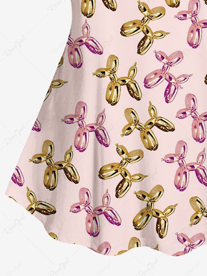 Plus Size Two Tone Balloon Dog Printed Women T-shirt