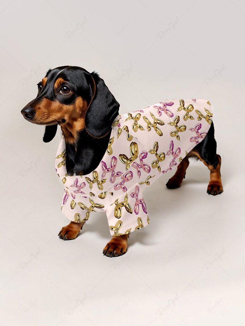 Pet's Two Tone Balloon Dog Printed Button Shirt