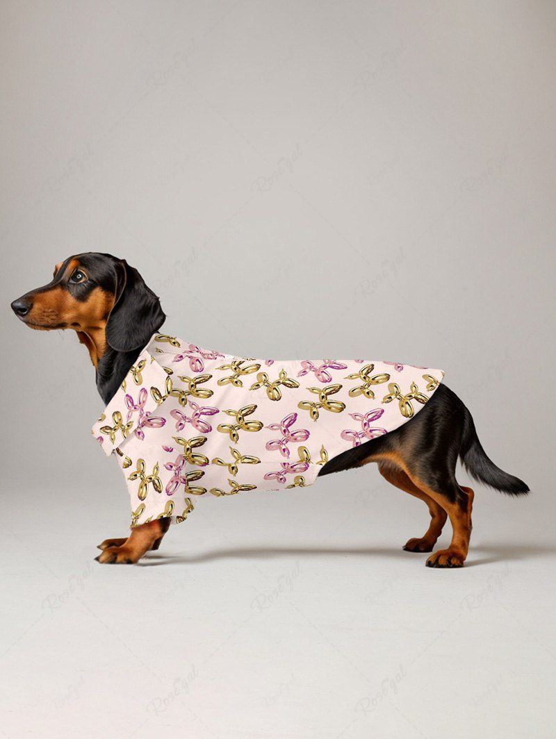 Pet's Two Tone Balloon Dog Printed Button Shirt