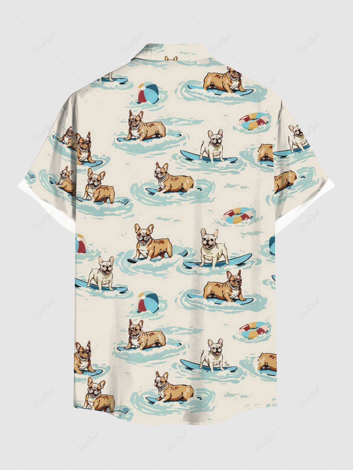 Dogs Swimming Ring Surfboard Print Hawaii Shirts Dog and Owner Matching Outfits