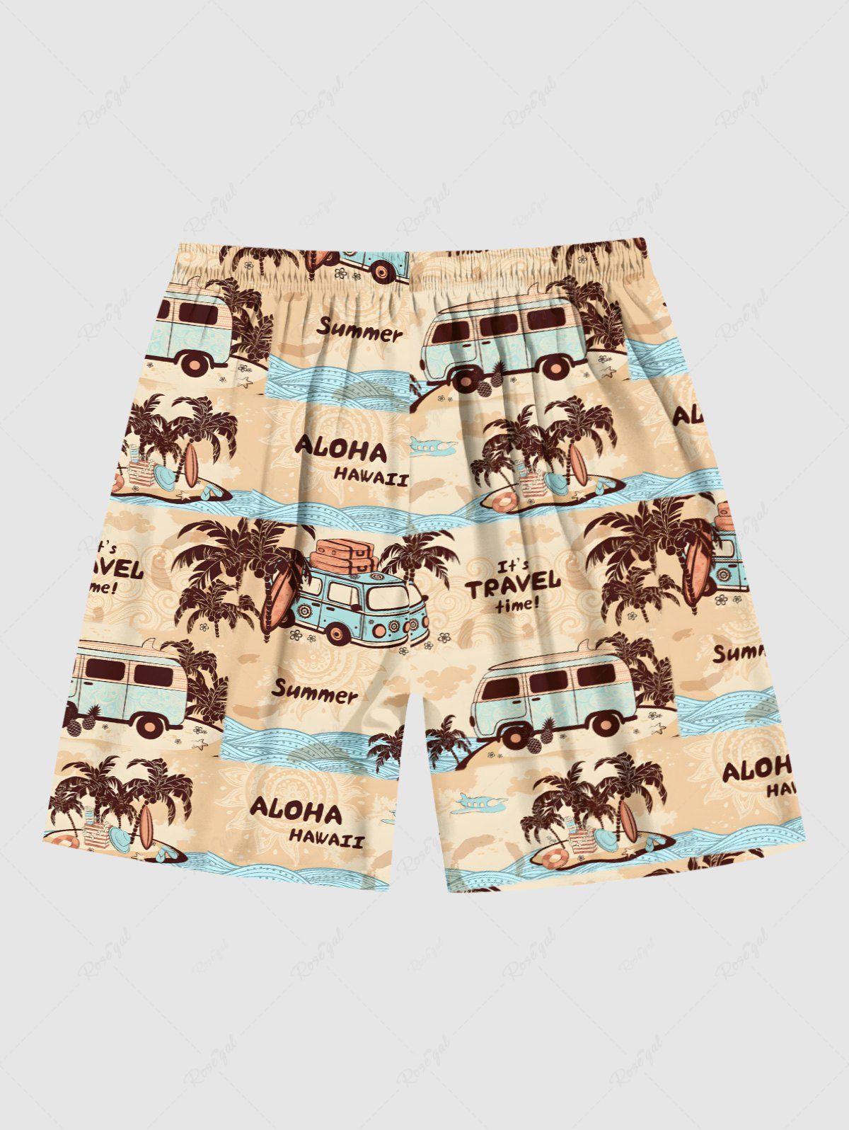 Coconut Tree Bus Sea Waves Print Hawaii Beach Shorts Shirt Dog And Owner Matching Outfits