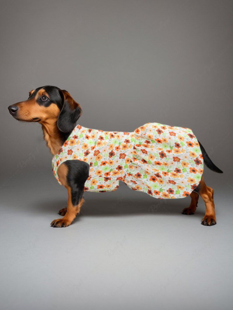 Colorful Flower Print Button Dresses Dog and Owner Matching Outfits