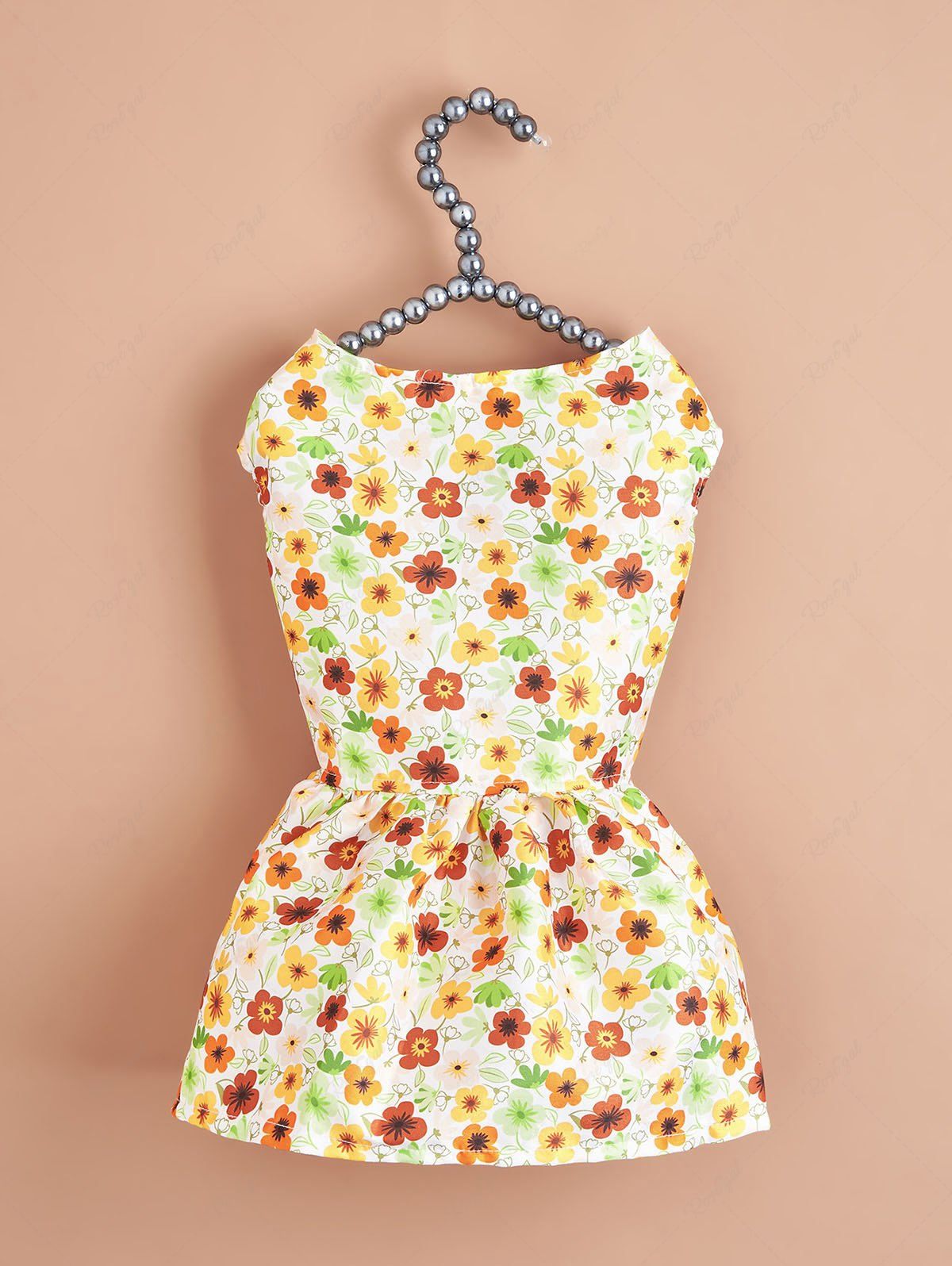 Colorful Flower Print Button Dresses Dog and Owner Matching Outfits
