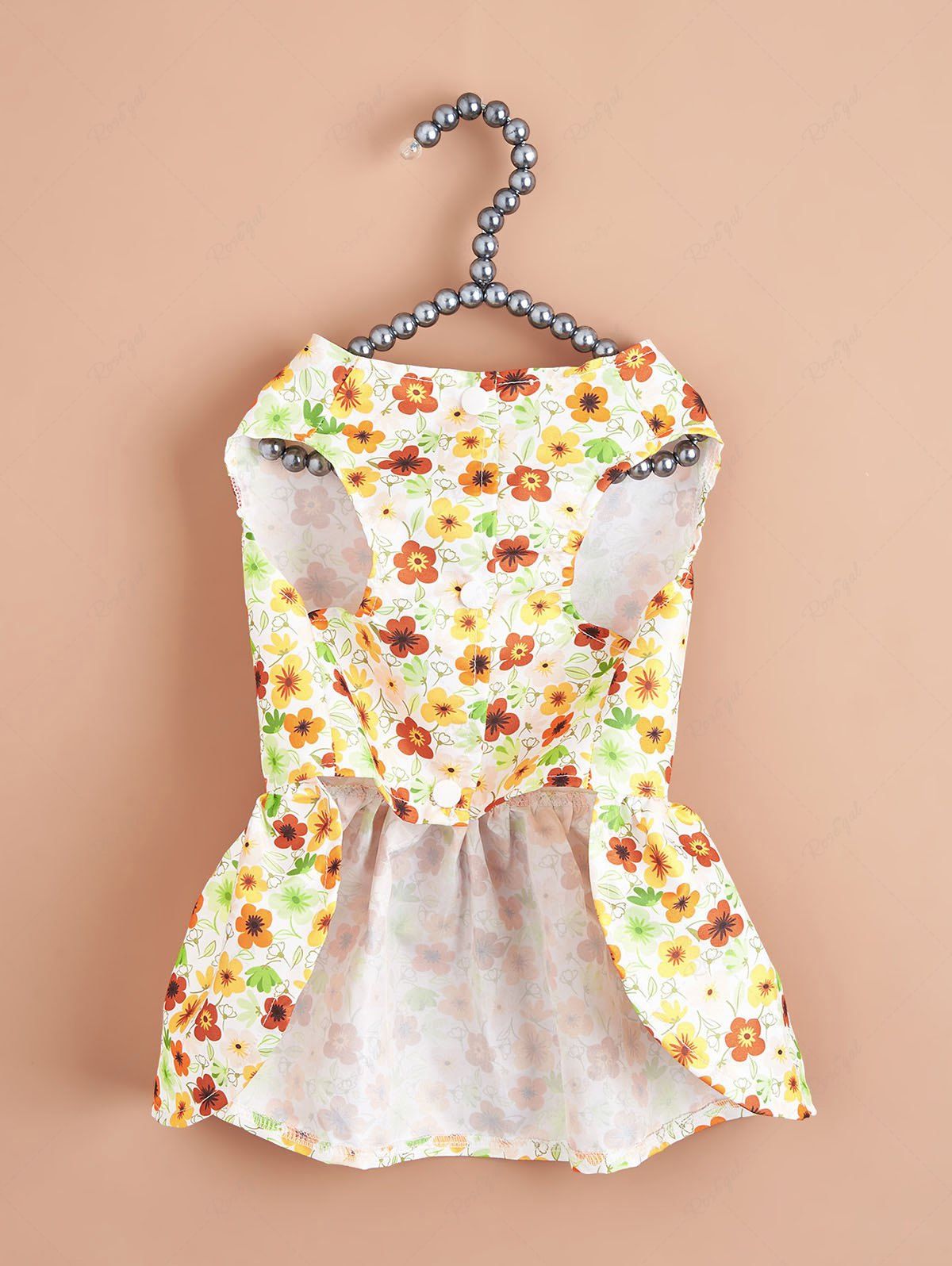 Pet's Colorful Flower Printed Button Dress