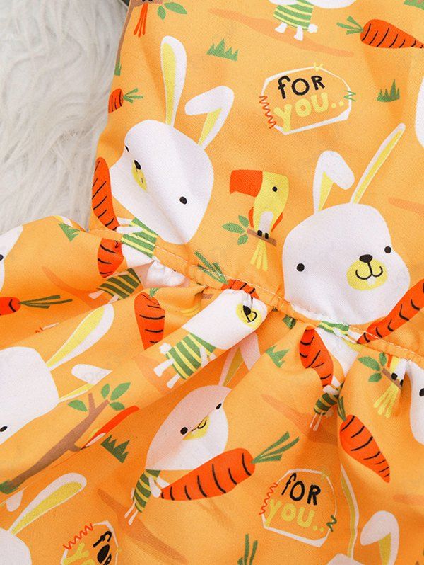 Pet's Cute Rabbit Carrot Printed Button Dress