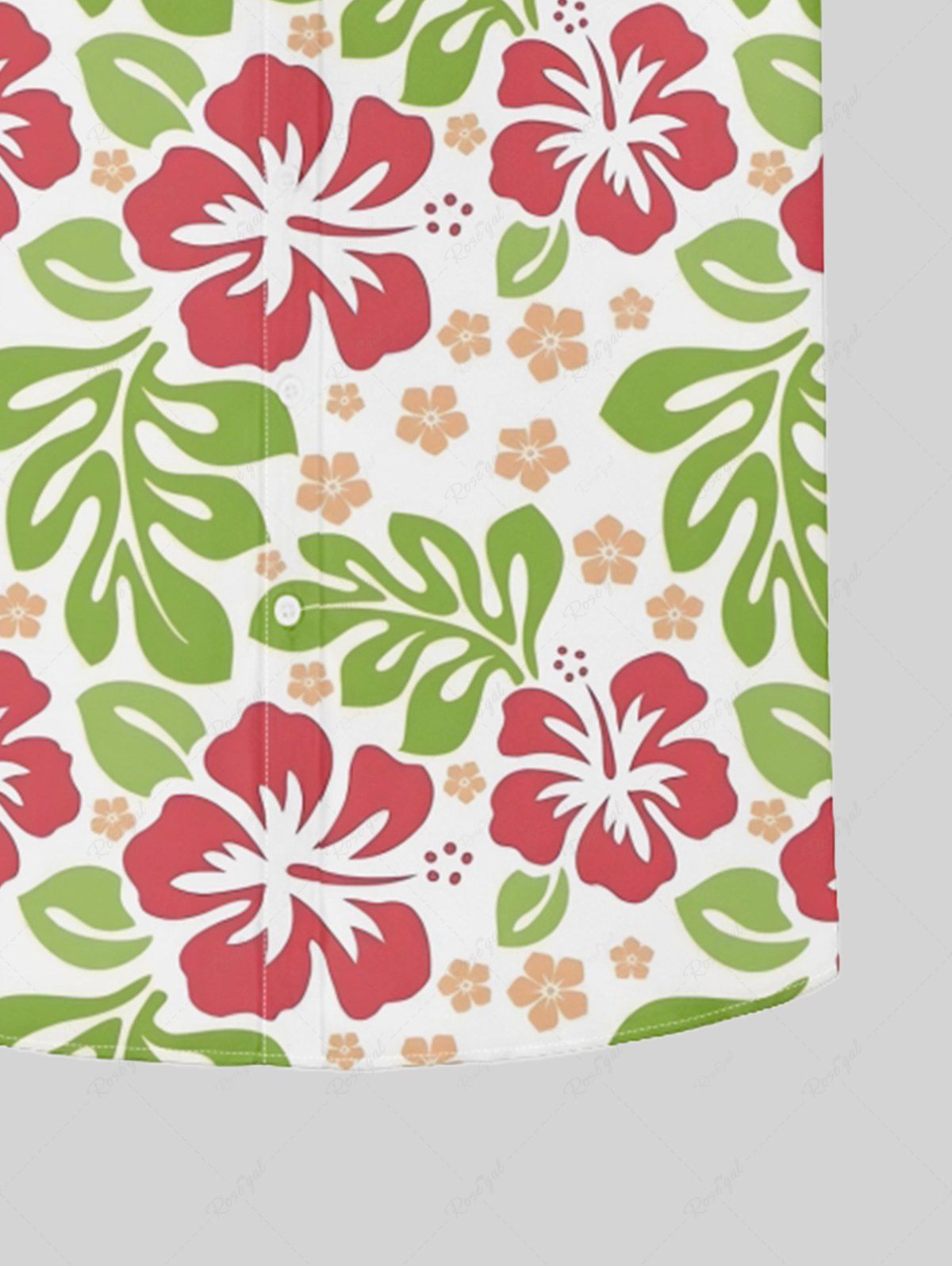 Colorful Floral Leaves Printed Hawaii Button Pocket Women Shirt
