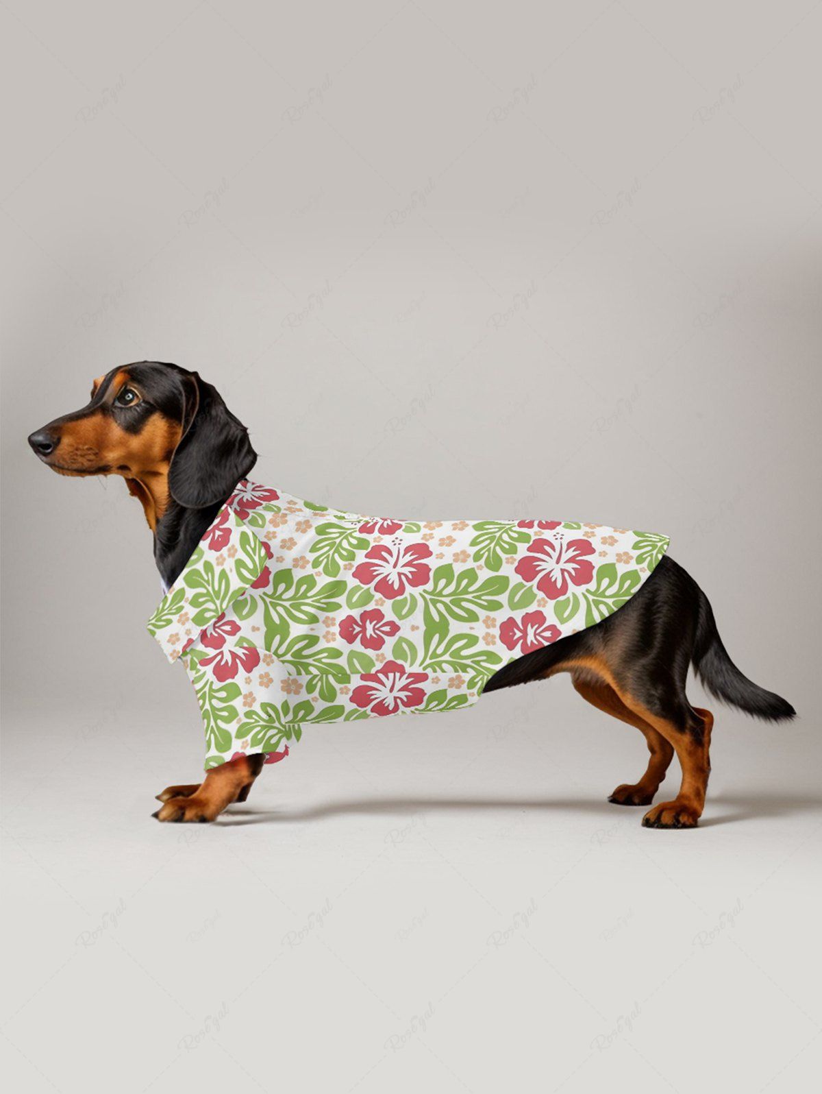 Pet's Colorful Floral Leaves Printed Hawaii Button Shirt