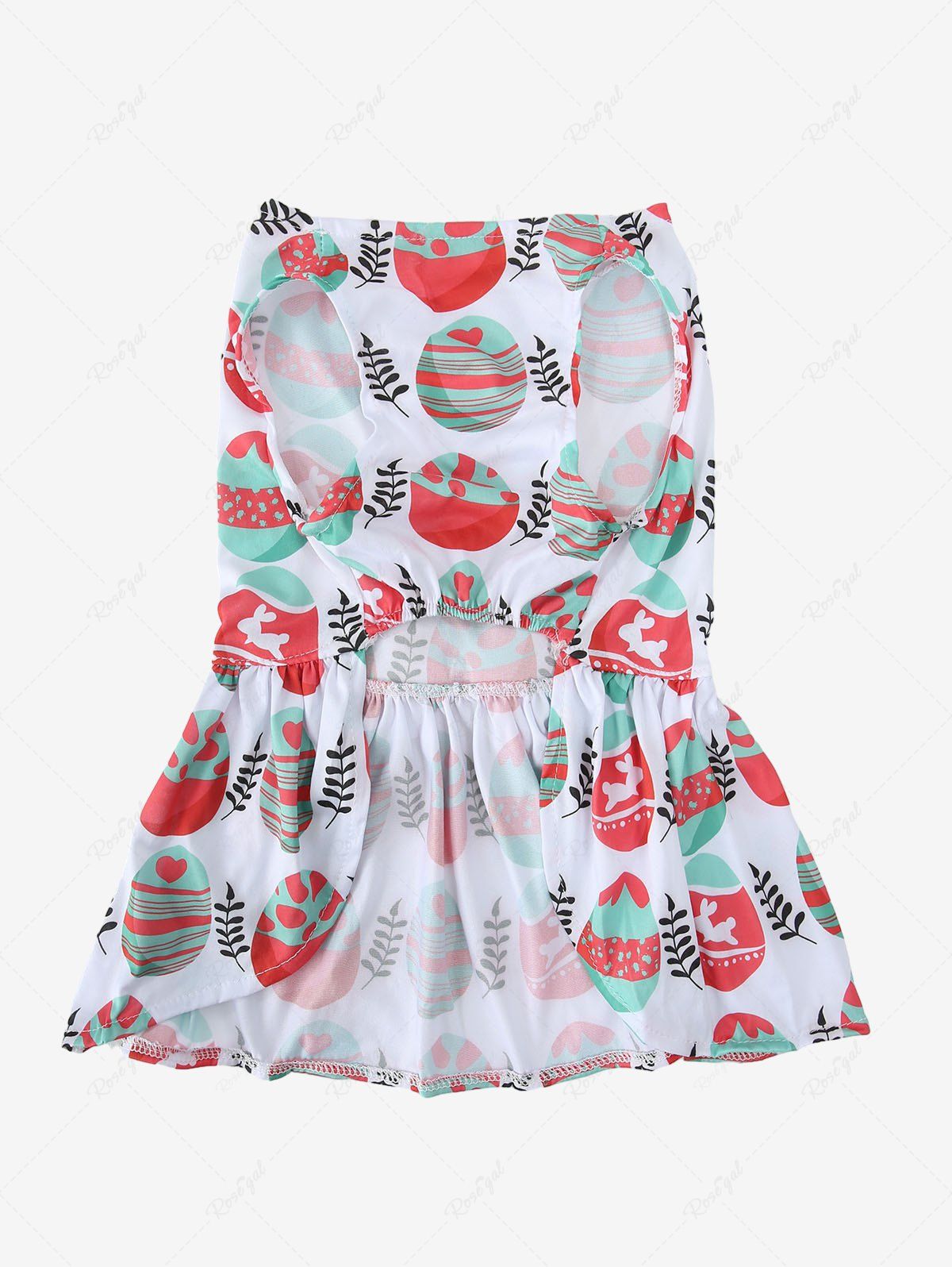 Pet's Leaf Easter Eggs Printed Bowknot Dress