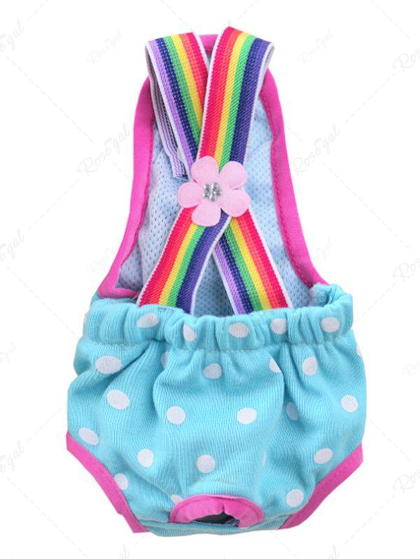Pet's Polka Dot Rainbow Stripes Printed Flower Suspender Pants