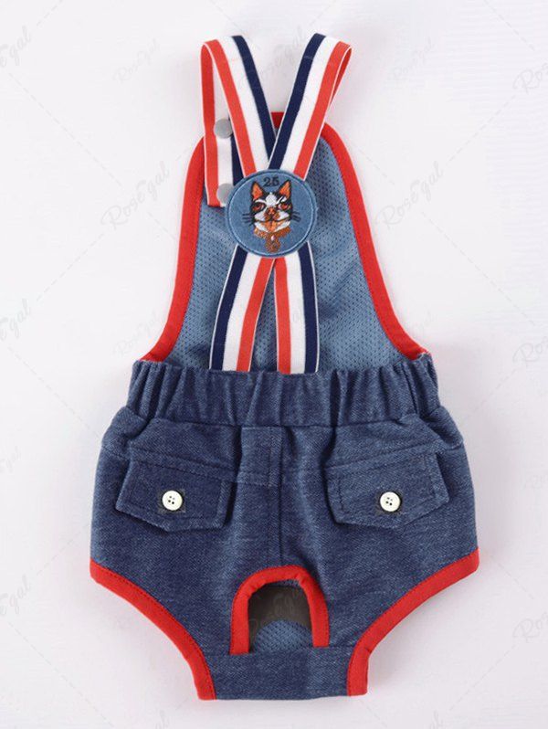 Pet's Dog Stripe Printed Jeans Suspender Pants
