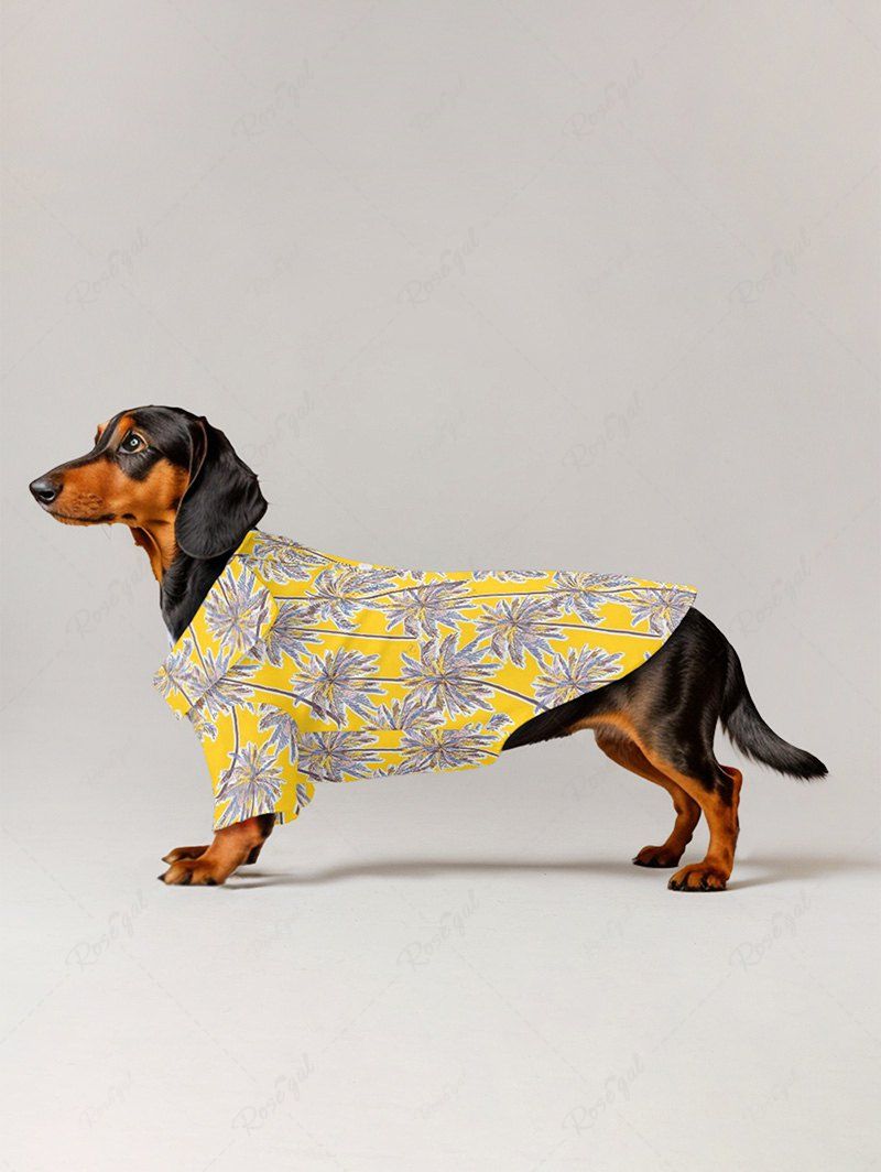 Pet's Coconut Tree Printed Hawaii Button Shirt