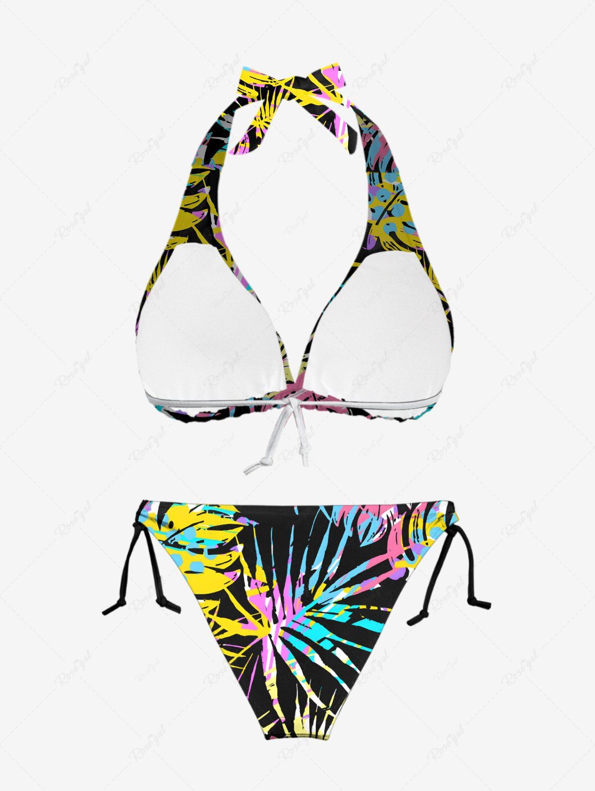 Paint Splatter Tropical Leaf Printed Hawaii Shirt and Bikini Set Dog and Owner Matching Outfits