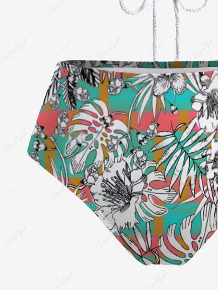 Floral Tropical Leaves Print Hawaii Bikini Swimsuit Shirt Dog And Owner Matching Outfits