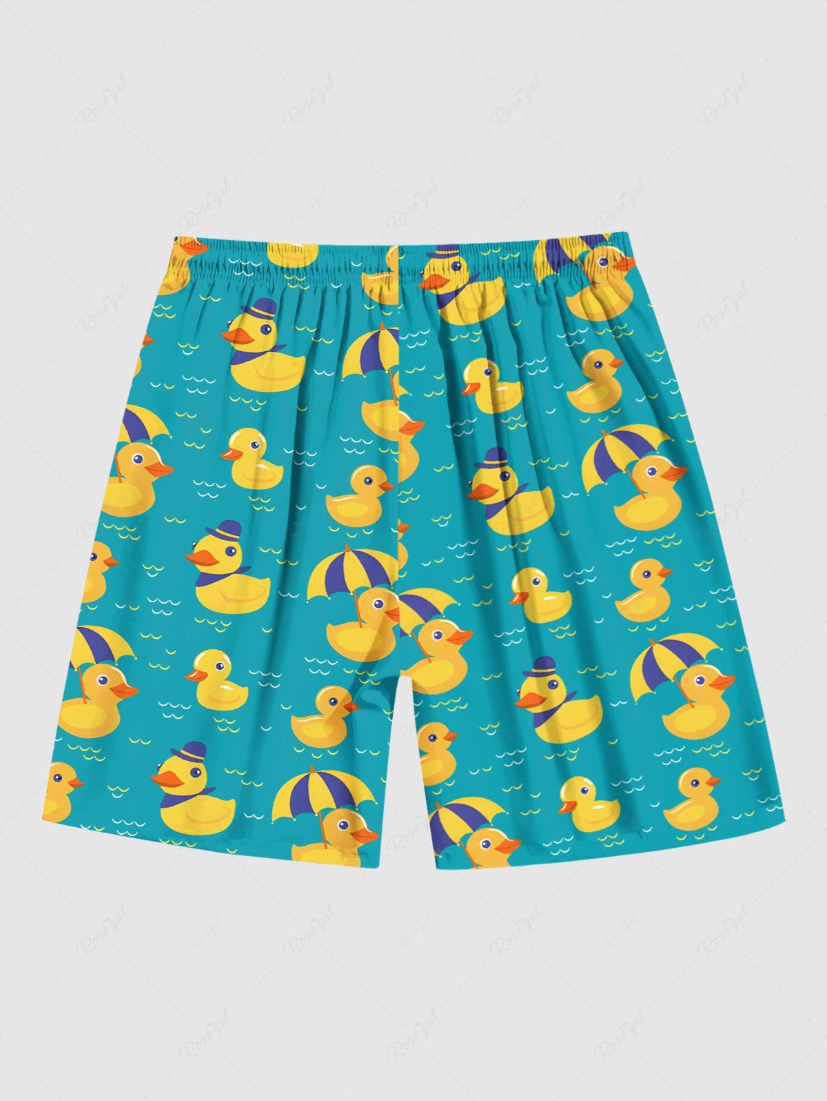 Ducks Sea Waves Umbrella Print Hawaii Shirt and Beach Shorts For Men Dog and Owner Matching Outfits