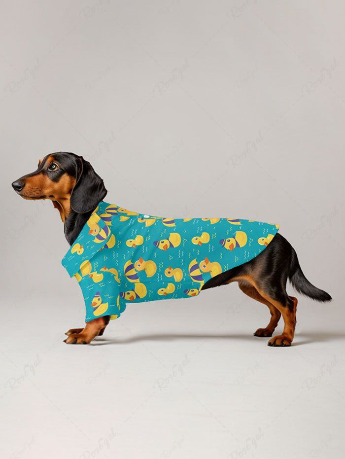 Pet's Ducks Sea Waves Umbrella Printed Hawaii Shirt