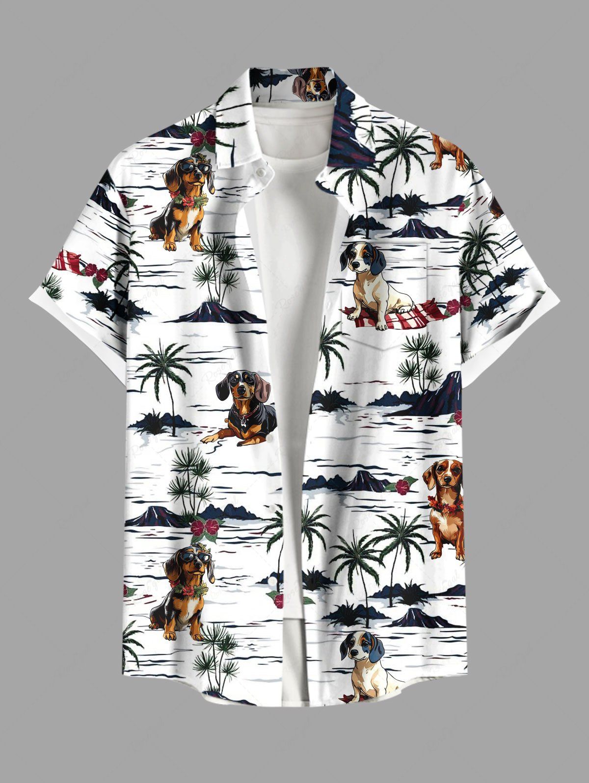 Coconut Tree Dogs Print Hawaii Tank Top and Shirt Dog and Owner Matching Outfits