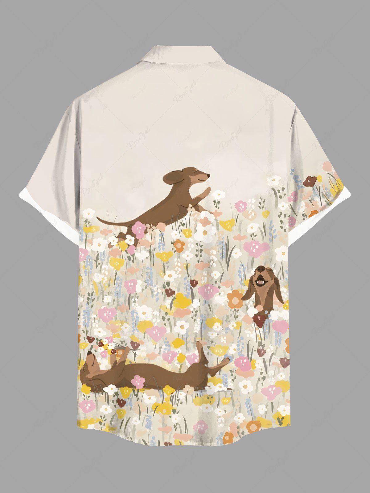 Colorful Flowers Cute Puppy Print Shirt Dog And Owner Matching Outfits
