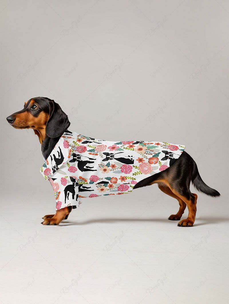 Pet's Flower Leaf Dog Printed Button Shirt