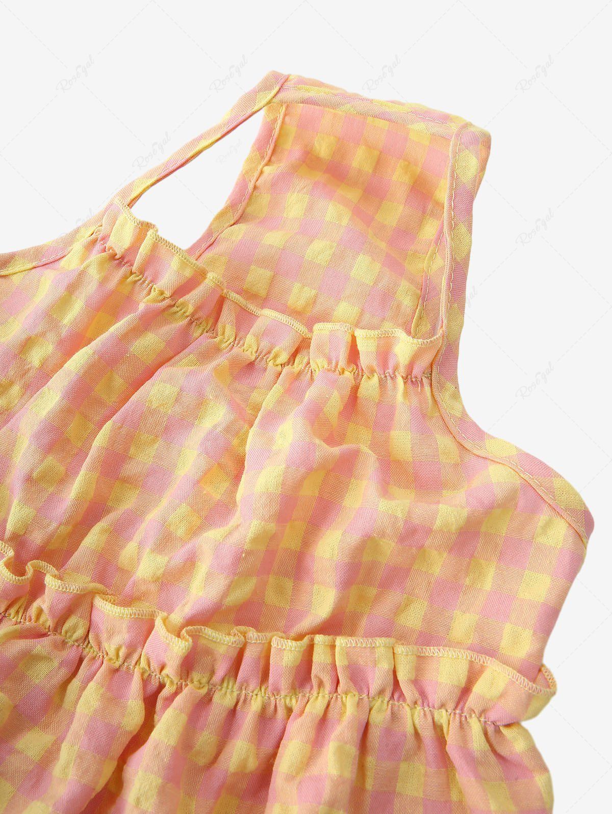 Pet's Plaid Printed Ruffles Tank Dress