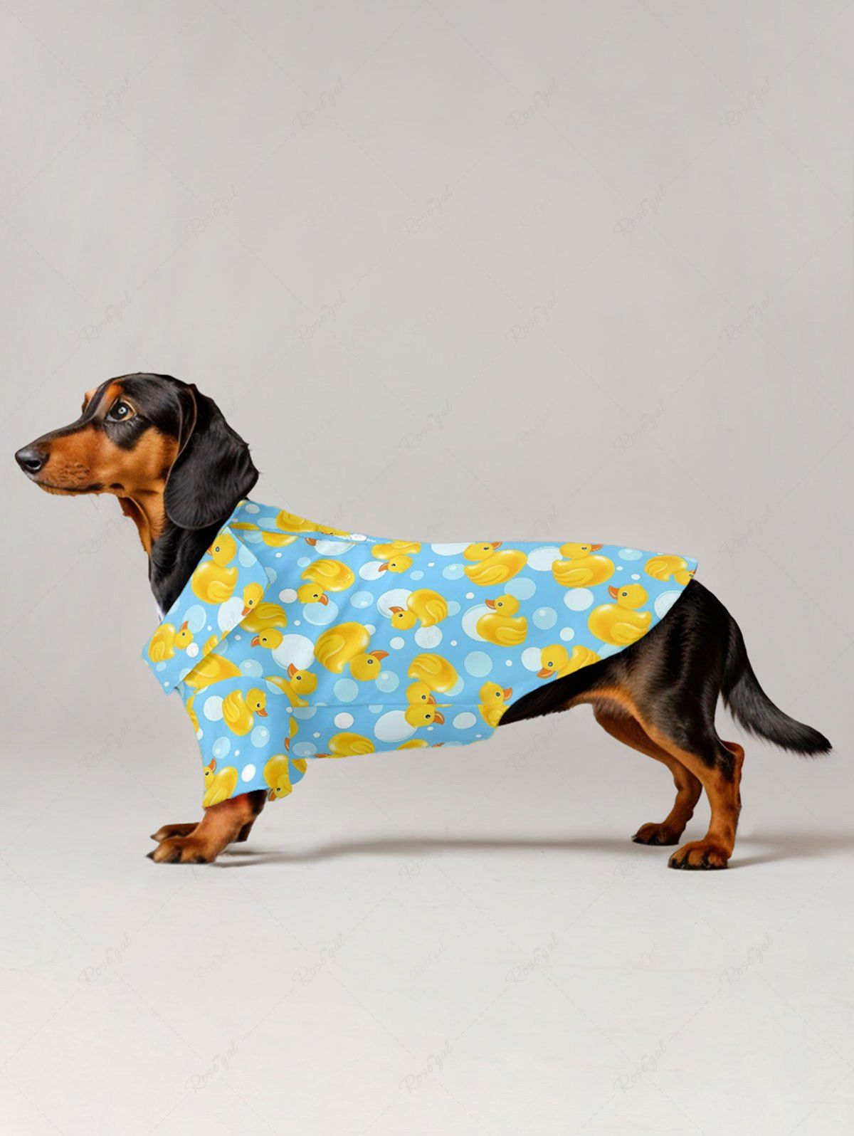Pet's Cute Duck Bubble Printed Hawaii Button Shirt