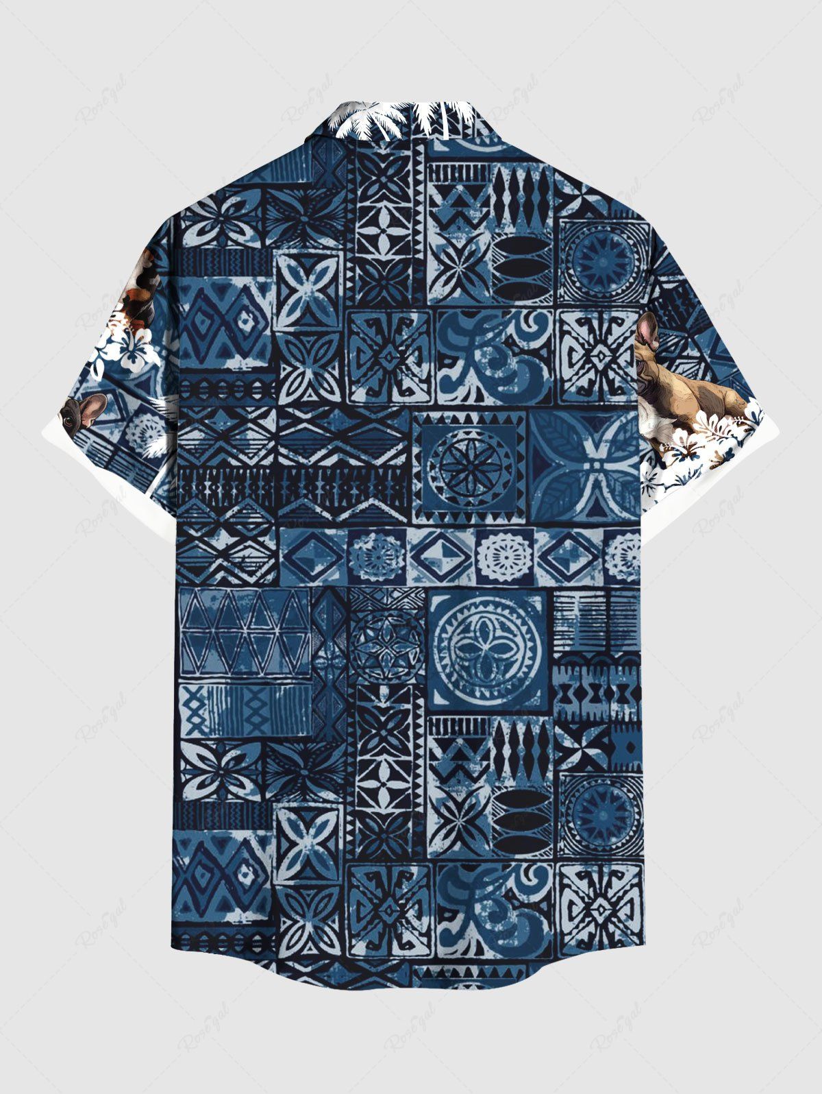 Coconut Tree Floral Dog Geometric Ethnic Print Hawaii Shirt Dog And Owner Matching Outfits