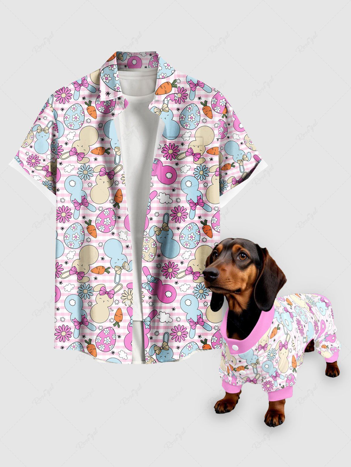 Easter Egg Rabbit Carrot Print Shirt Pajama Dog And Owner Matching Outfits