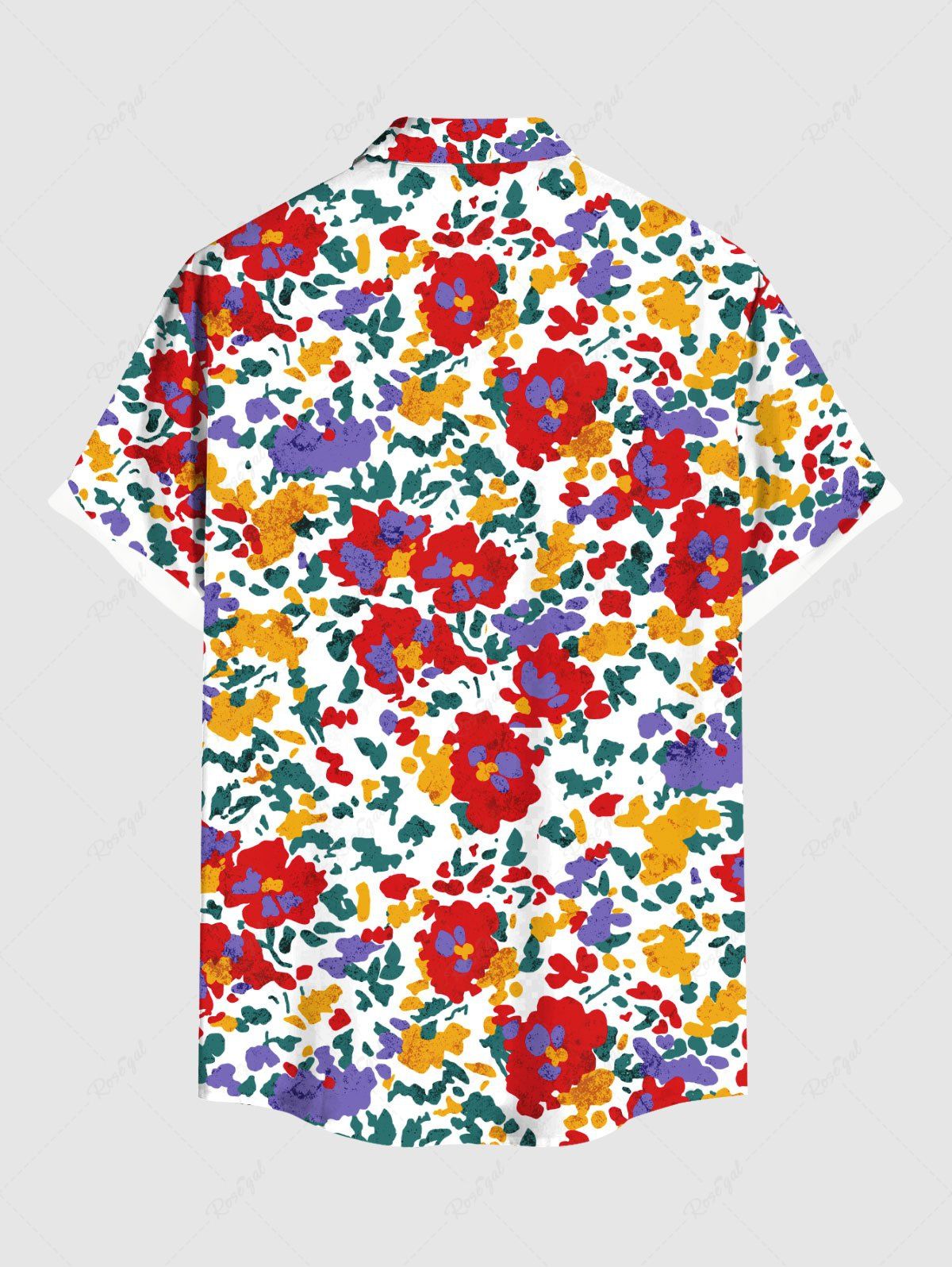 Colorful Flowers Leaf Print Hawaii Shirts Dog and Owner Matching Outfits