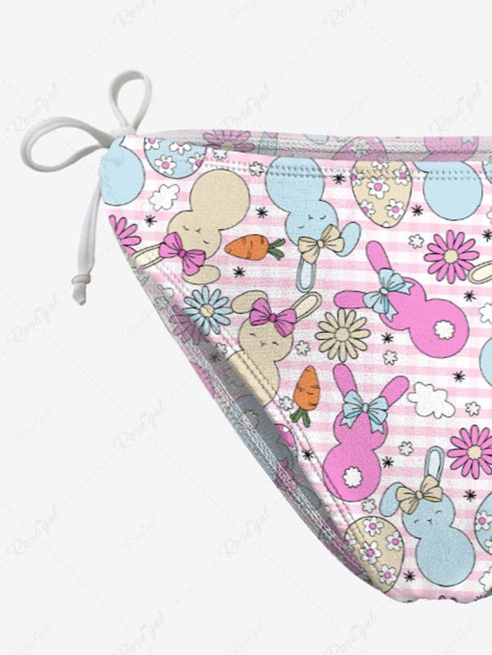 Easter Egg Rabbit Carrot Printed Halter Cinched Bikini Set