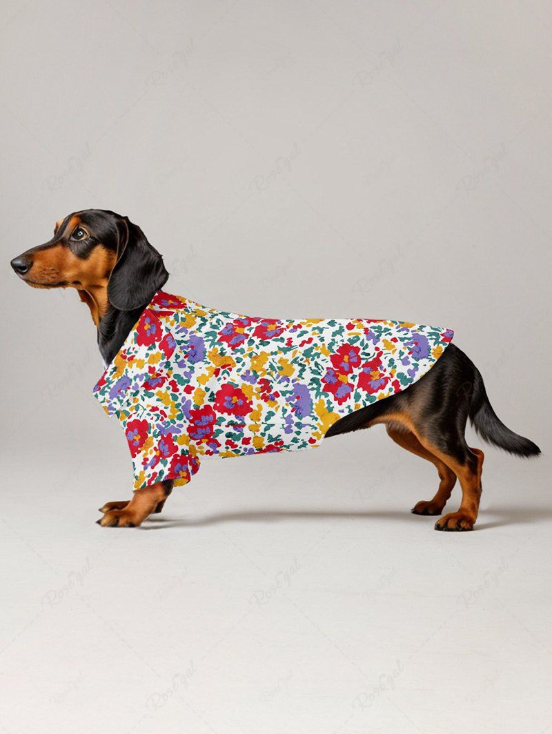 Pet's Colorful Flowers Leaf Printed Hawaii Shirt