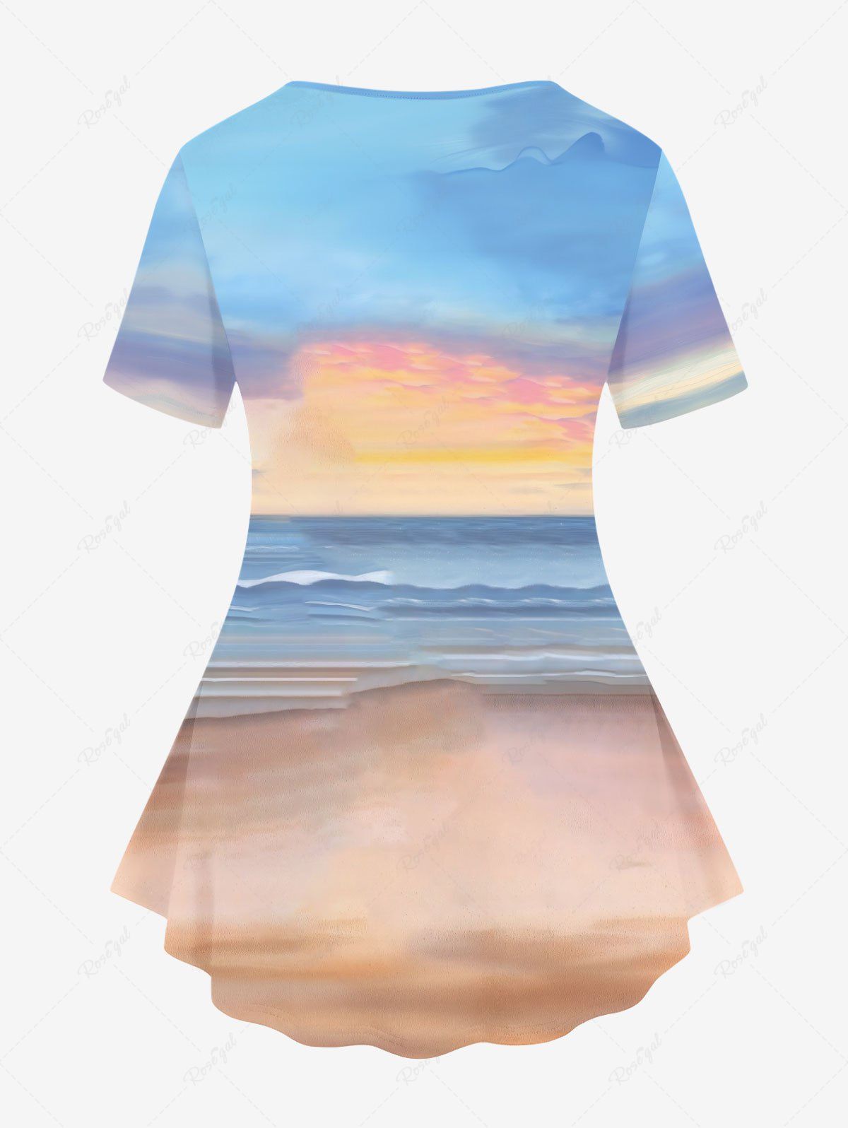 Cute Puppy Sea Beach Ombre Sky Print T-shirt Dog And Owner Matching Outfits