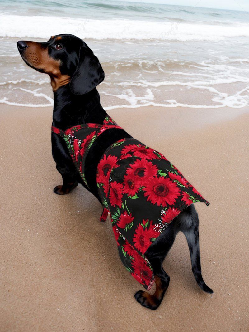 Daisy Flower Printed Hawaii Bikini Set Beach Cover Up Dog And Owner Matching Outfits