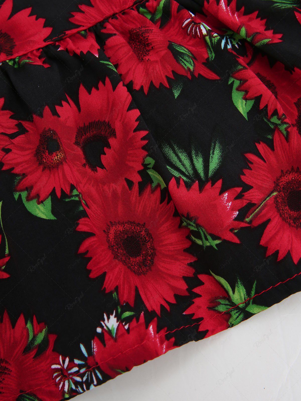 Pet's Sunflower Printed Halter Skirt Bikini Set