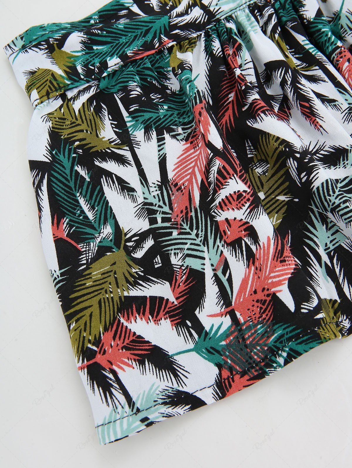 Pet's Colorful Coconut Tree Printed Hawaii Halter Skirt Bikini Set