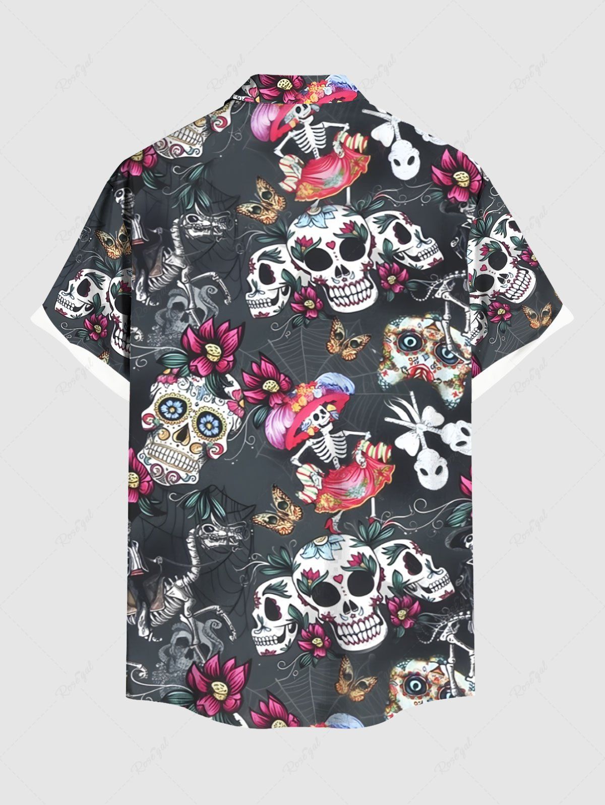 Lotus Flowers Skulls Skeleton Butterfly Print T-shirt And Shirt Dog and Owner Matching Outfits