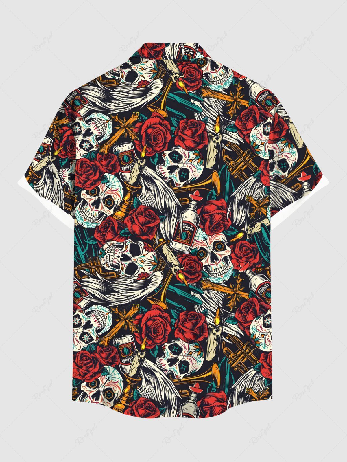 Rose Flower Skulls Candle Print Shirt T-shirt Dog And Owner Matching Outfits
