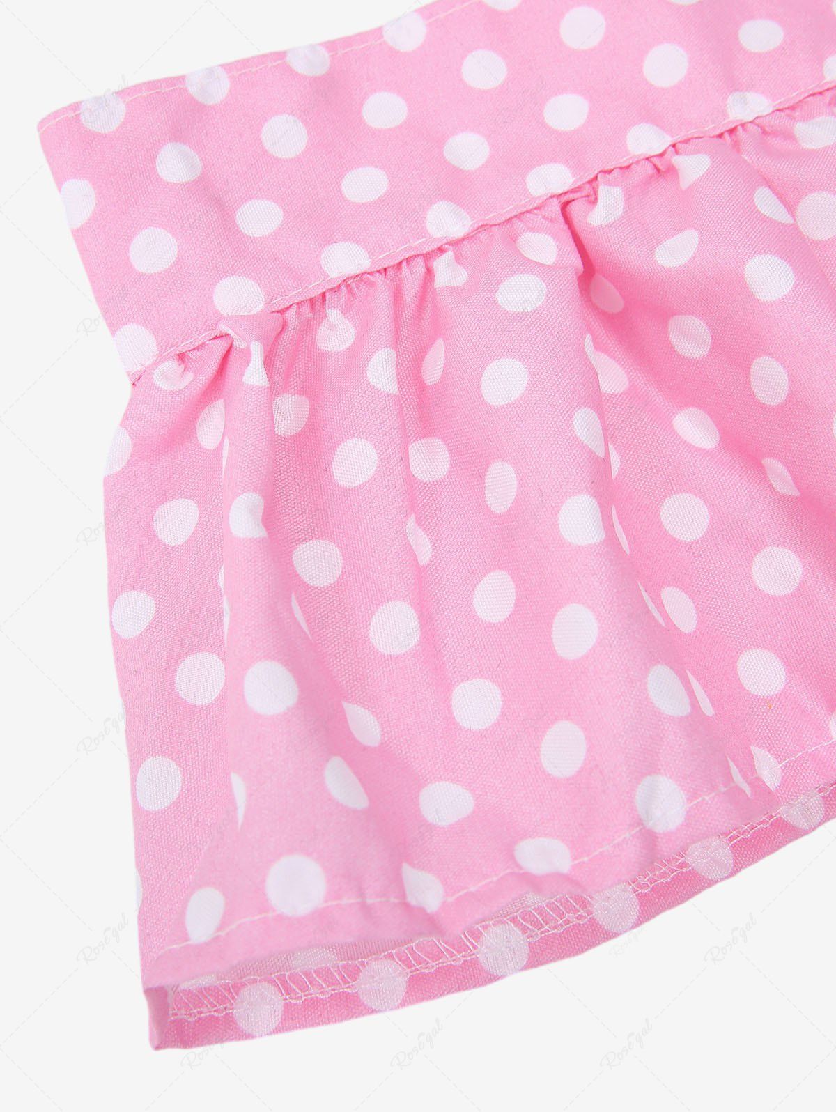 Pet's Polka Dot Printed Hawaii Velcro Halter Skirt Bikini Set