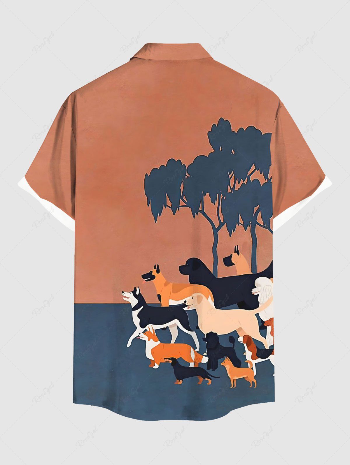 Dogs Tree Colorblock Print T-shirt and Shirts Dog and Owner Matching Outfits