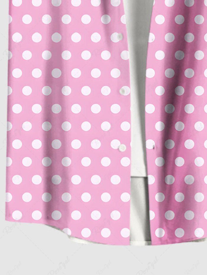 Plus Size Polka Dot Printed Hawaii Button Pocket Women Shirt