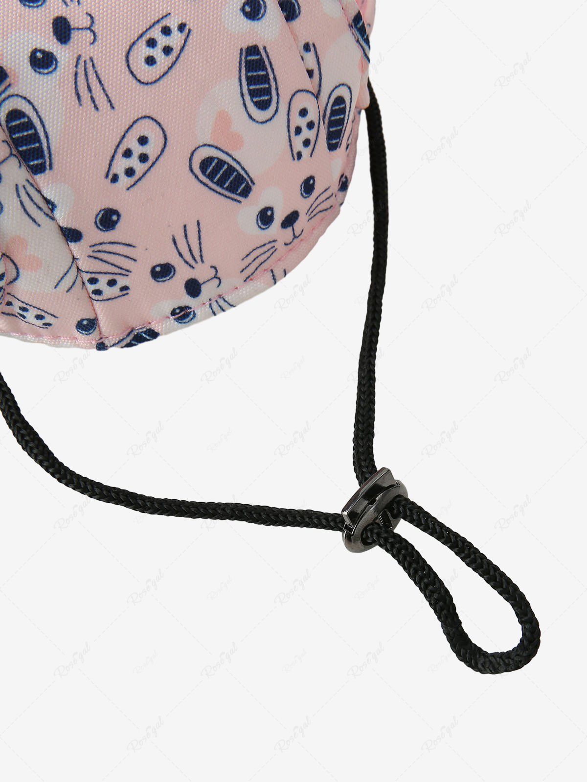 Pet's Rabbit Printed Cap With Windproof Rope