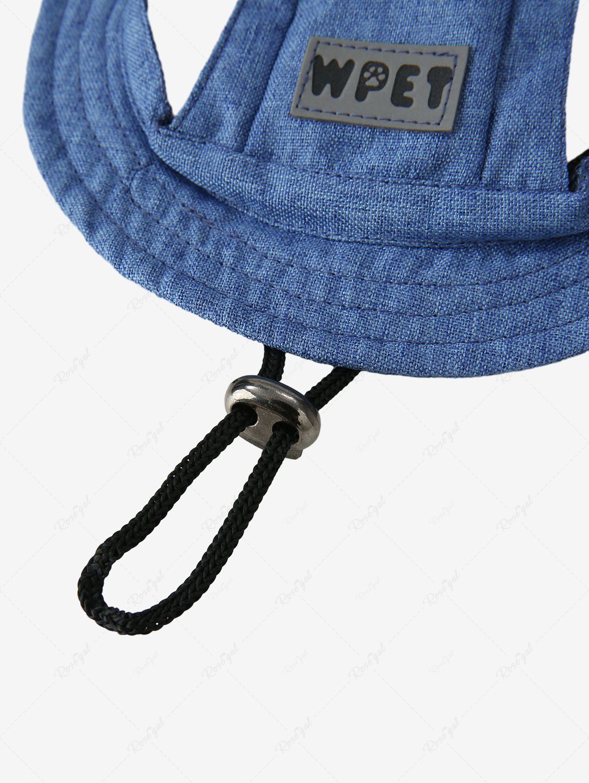 Pet's Hollow Out Denim Hat With Windproof Rope