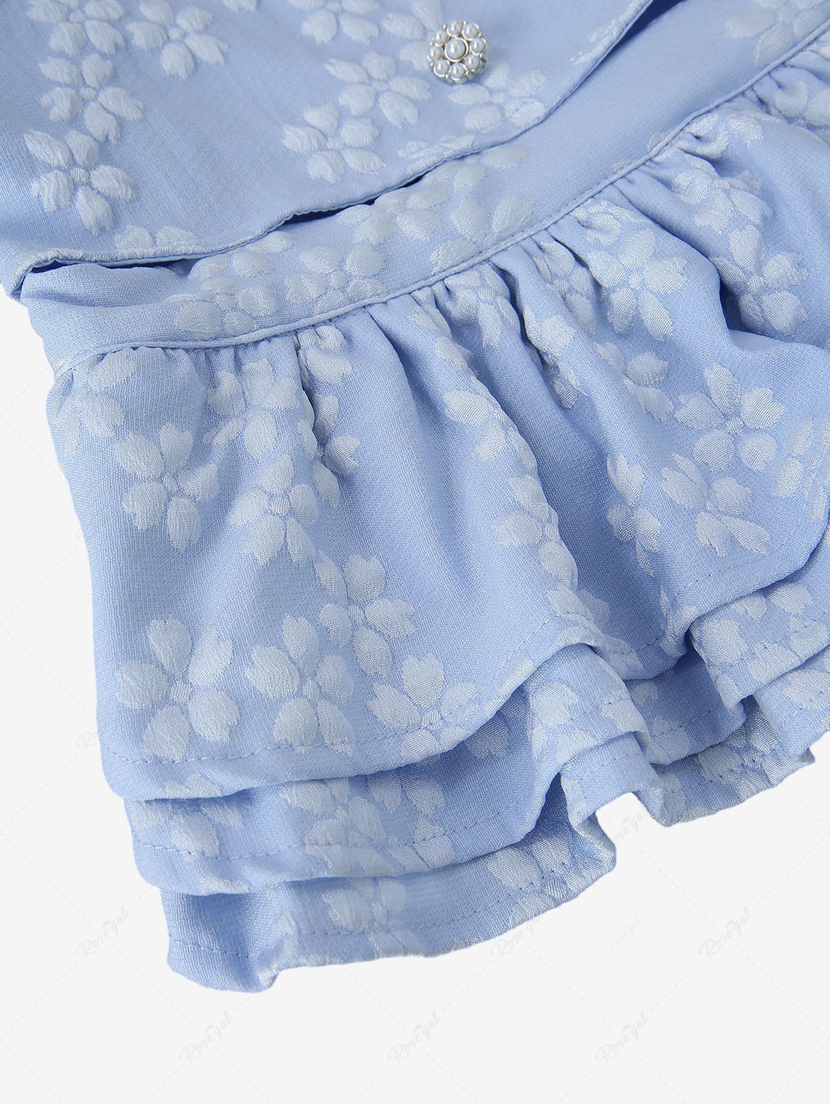 Pet's Floral Jacquard Layered Pearl Buttons Dress With Hat