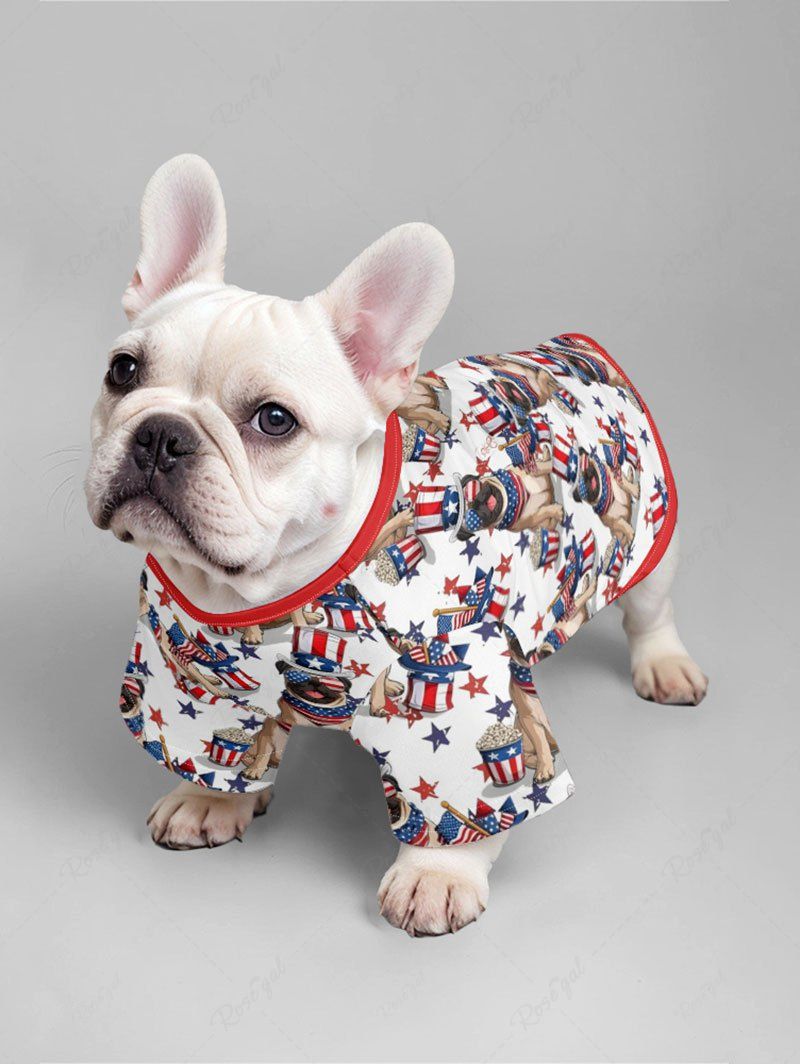 Pet's Patriotic American Flag Dog Hat Printed T-shirt