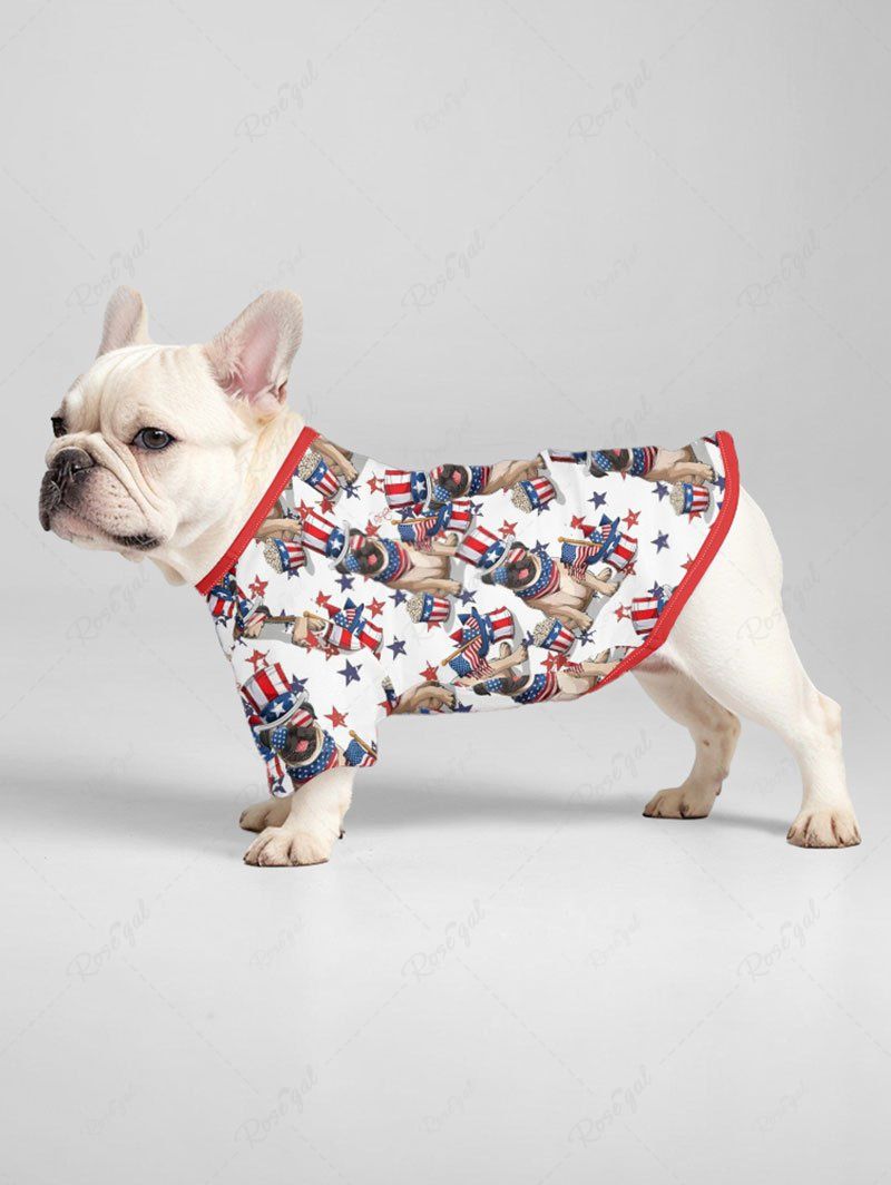 Pet's Patriotic American Flag Dog Hat Printed T-shirt